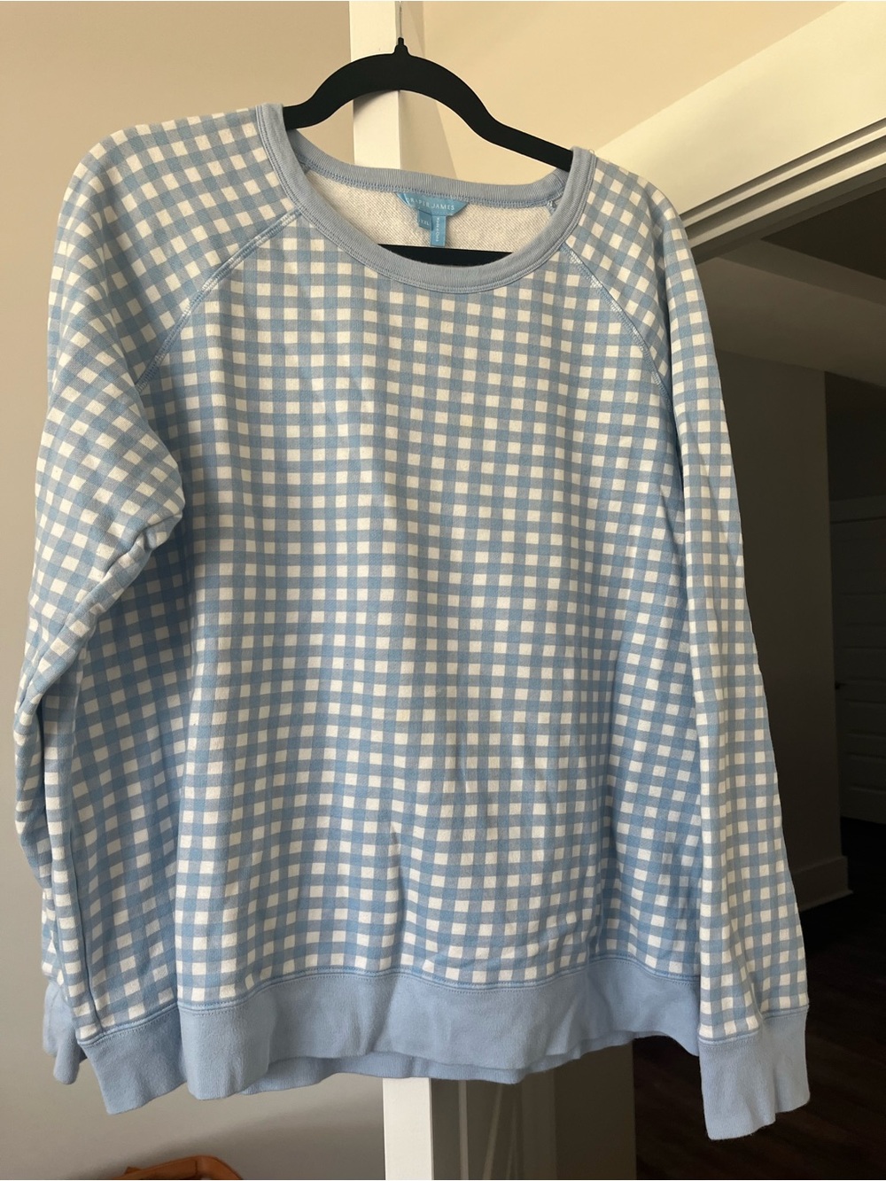 Draper James Light Blue Gingham Pullover Sweatshirt XXL